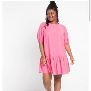 💖 Eloquii Ruffle Mini Dress Pink Open Tie Back
